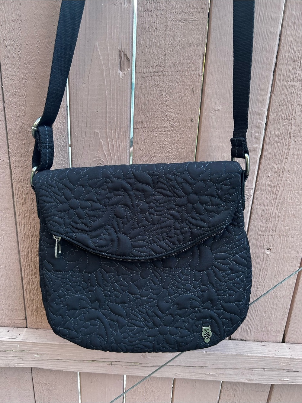 Sakroot Black Quilted Floral Medulla Crossbody Bag